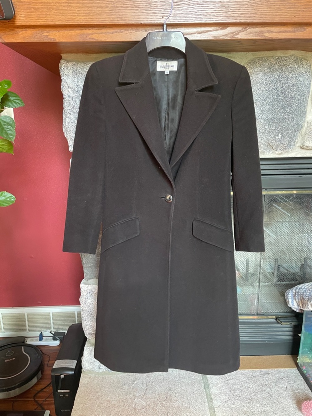 Valentino Black Wool Single-Button Trench Coat